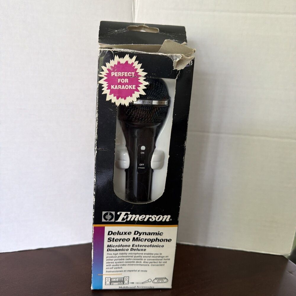 Emerson Deluxe Dynamic Stereo Microphone Comes With Box. Perfect For Karaoke!